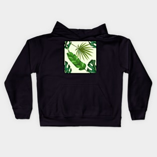 Tropical Leaf Pattern Monstera Leaves Jungle Repeating Houseplant Skull Kids Hoodie